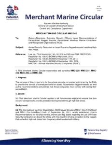 245 Armed Security Personnel on board Panama flagged vessels transiting High Risk Areas 懸掛巴拿馬國旗的船上經過高風險地區的武裝安保人員