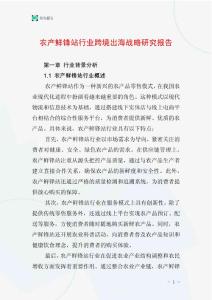 農產鮮鋒站行業跨境出海戰略研究報告