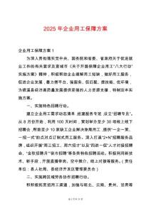 2025年企業用工保障方案
