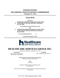 【SEC-2025行業(yè)研究報告】Form 10-Q HEALTHCARE SERVICES GROUP INC