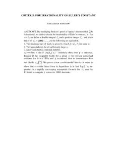 10.1.1.20.363 Criteria For Irrationality Of Euler&acute;s Constant