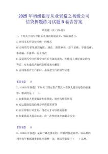 2025年初級銀行從業(yè)資格之初級公司信貸押題練習(xí)試題B卷含答案