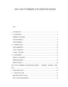 2025-2030年单螺旋铣刀项目投资价值分析报告