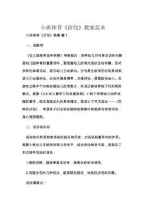 小班体育《沙包》教案范本