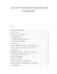 2025-2030中国鼻喷雾剂行业市场发展趋势与前景展望战略研究报告