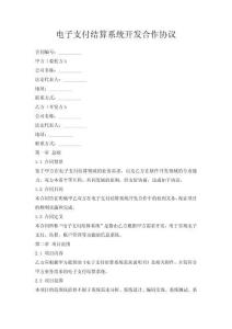 电子支付结算系统开发合作协议