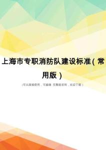 上海市专职消防队建设标准(常用版)