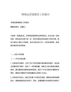 网络运营部留任工作报告