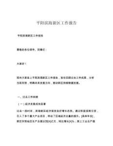 平陽濱海新區(qū)工作報告