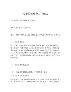 刑事检察业务工作报告