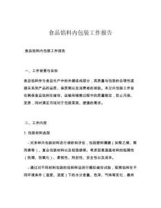 食品馅料内包装工作报告