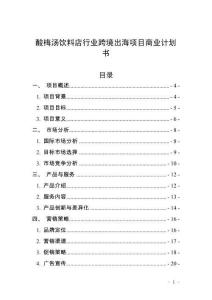 酸梅汤饮料店行业跨境出海项目商业计划书