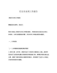 信宜市水利工作报告