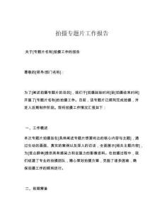 拍摄专题片工作报告