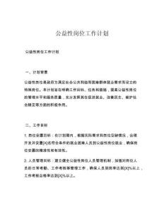 公益性岗位工作计划