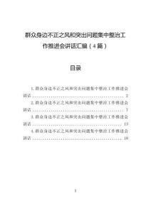 群众身边不正之风和突出问题集中整治工作推进会讲话