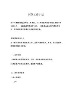 阿姨工作计划