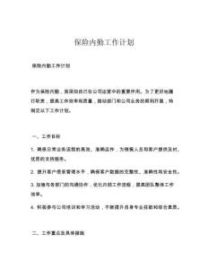 保险内勤工作计划