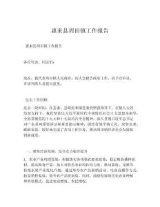 惠来县周田镇工作报告