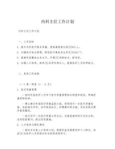 内科主任工作计划