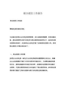 联合授信工作报告