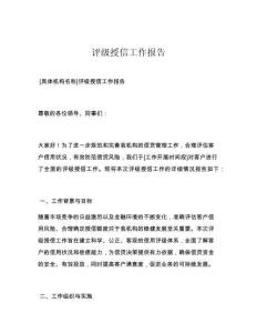 评级授信工作报告