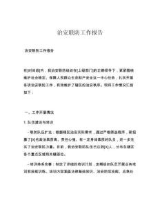 治安联防工作报告