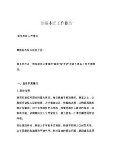 皇帝木匠工作报告