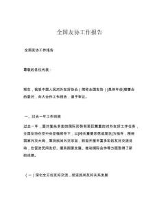 全国友协工作报告