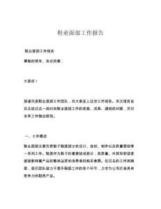 鞋業面部工作報告