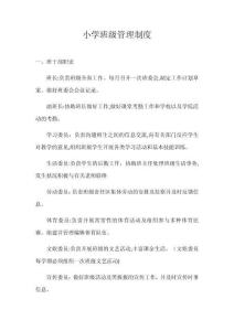 2025年小学班级管理制度