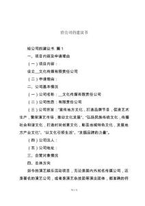 给公司的建议书