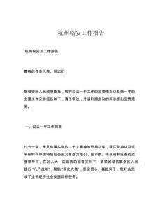 杭州临安工作报告