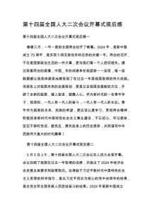 第十四届全国人大二次会议开幕式观后感