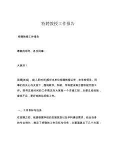 特聘教授工作报告