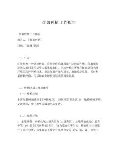 红薯种植工作报告