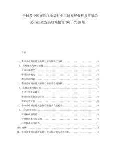 全球及中国在途现金袋行业市场发展分析及前景趋势与投资发展研究报告2025-2028版