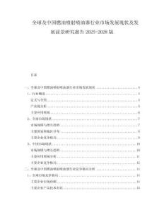 全球及中国燃油喷射喷油器行业市场发展现状及发展前景研究报告2025-2028版