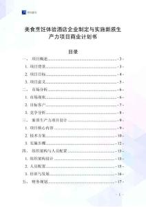 美食烹饪体验酒店企业制定与实施新质生产力项目商业计划书