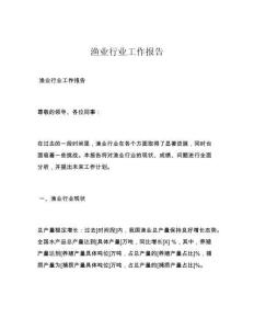 渔业行业工作报告