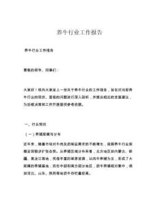 养牛行业工作报告