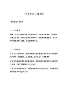 净菜配送工作报告