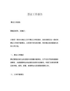 票证工作报告