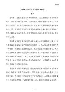 光伏复合发电项目节能评估报告