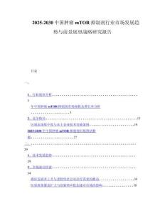 2025-2030中国肿瘤mTOR抑制剂行业市场发展趋势与前景展望战略研究报告