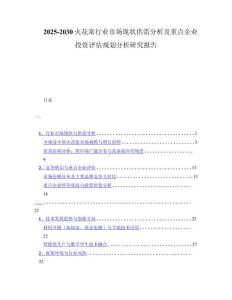 2025-2030火花塞行业市场现状供需分析及重点企业投资评估规划分析研究报告