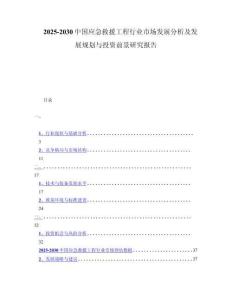 2025-2030中国应急救援工程行业市场发展分析及发展规划与投资前景研究报告