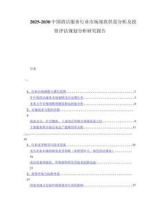 2025-2030中国清洁服务行业市场现状供需分析及投资评估规划分析研究报告