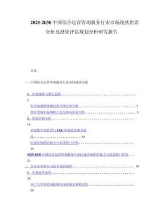 2025-2030中国综合运营咨询服务行业市场现状供需分析及投资评估规划分析研究报告