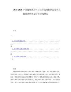 2025-2030中国超细冰片机行业市场现状供需分析及投资评估规划分析研究报告